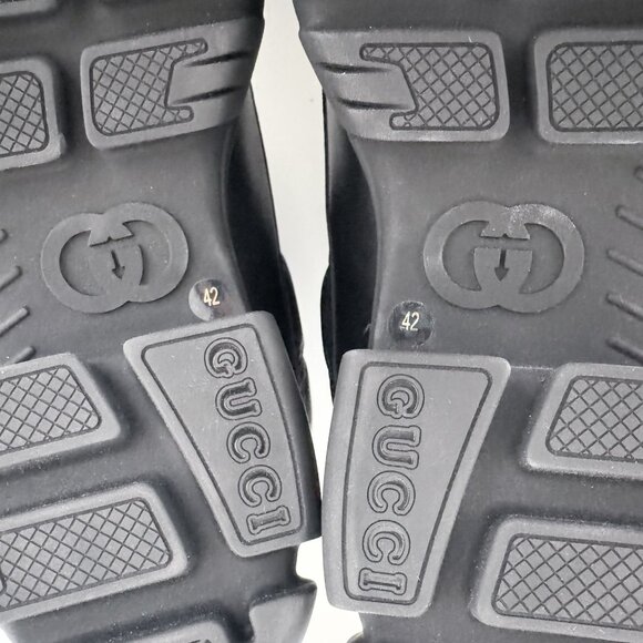 Gucci Romance GG Quilted Snow Boot EU 42 US 12 Black Nylon Leather Puffer Combat - Picture 11 of 16